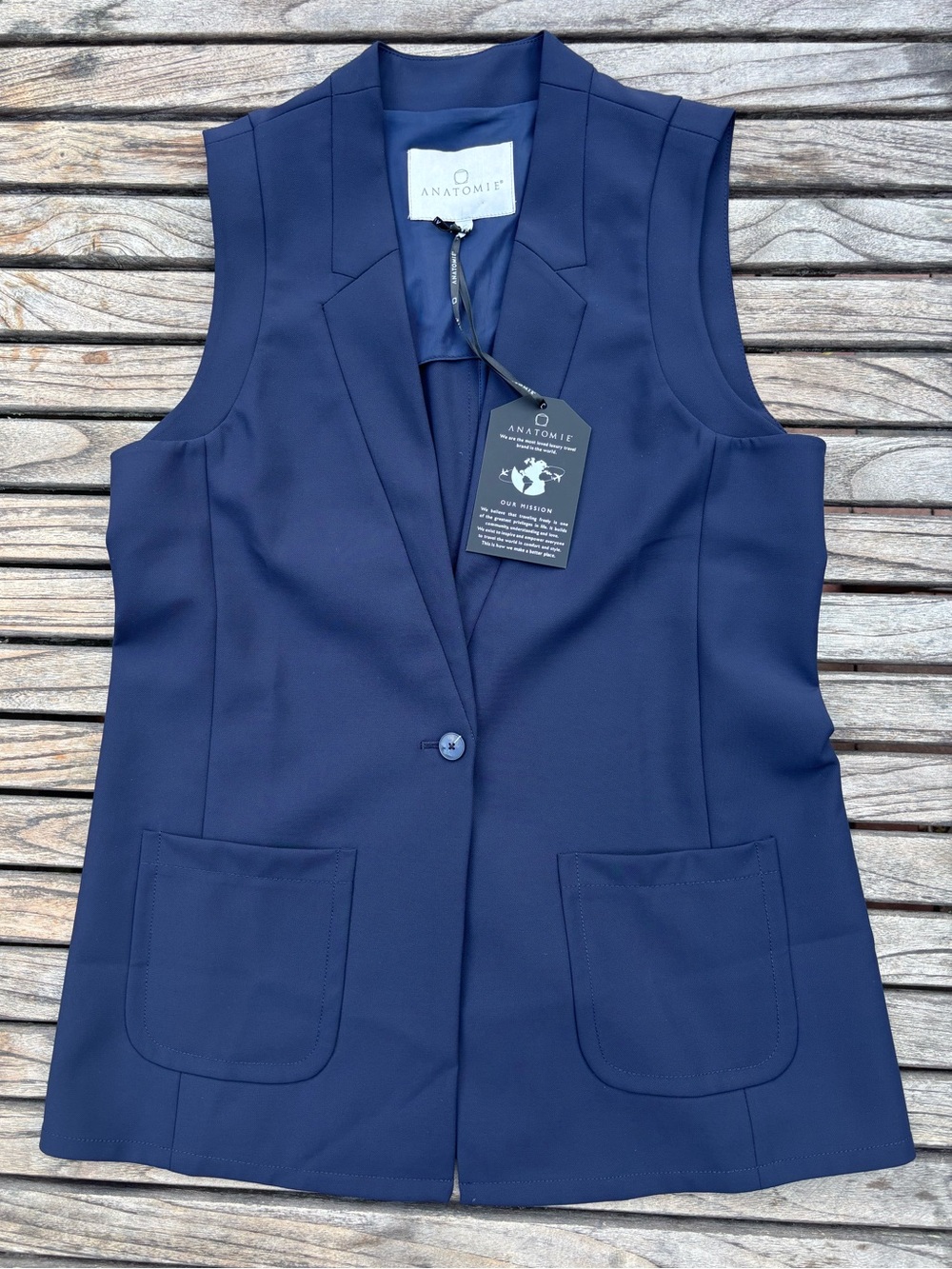 Anatomie Sheyla Tailored Blazer Vest Travel Navy Size Small NWT